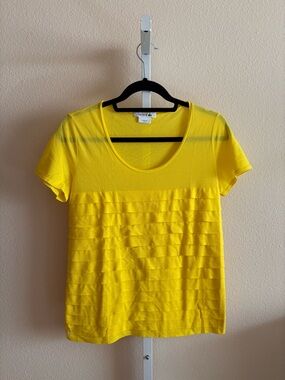 Lacoste Bright Yellow Ruffle Tier Short Sleeve Tee